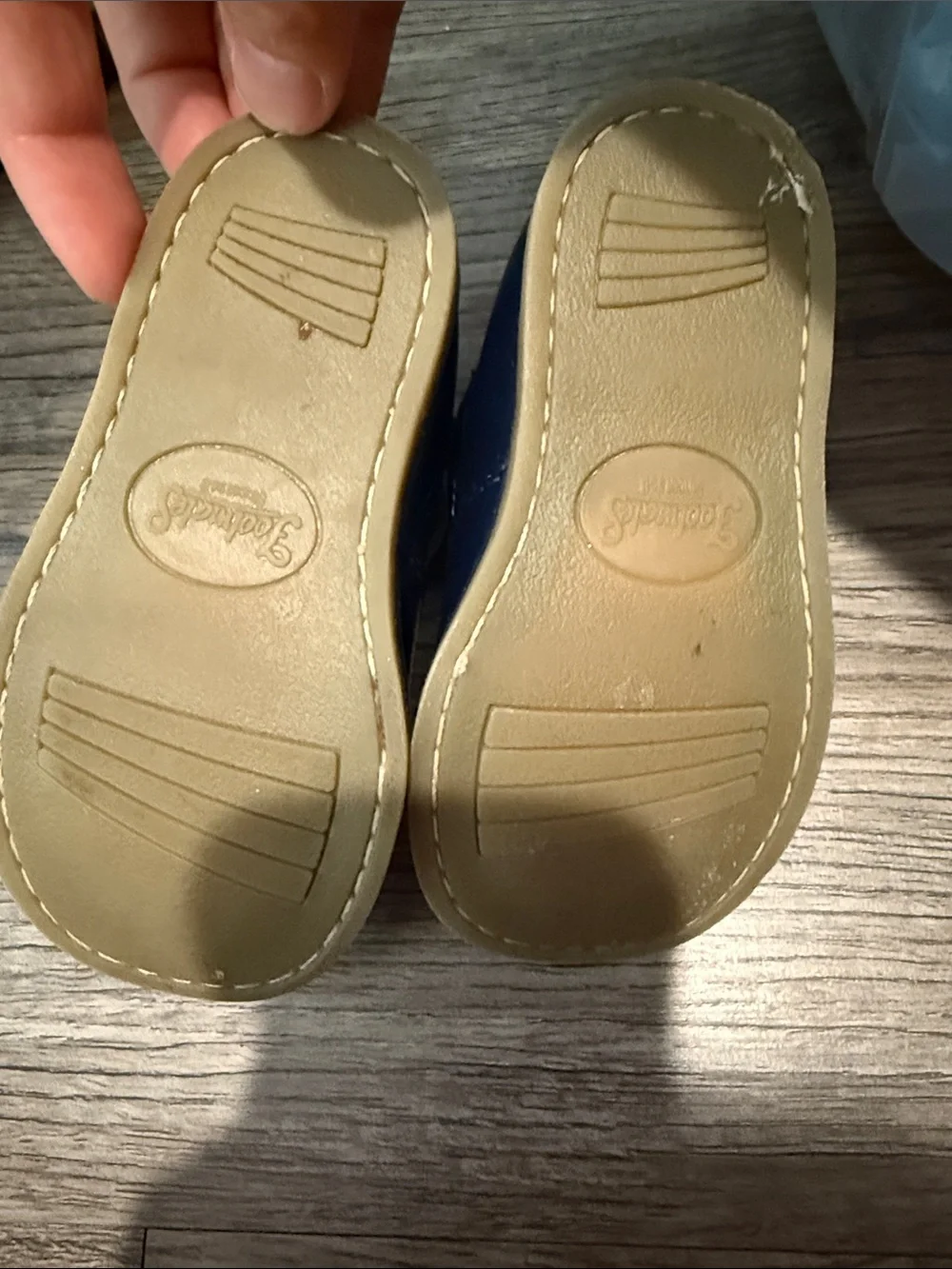 FootMates Navy T-Strap Kids Dress Shoes with Gold Buckle